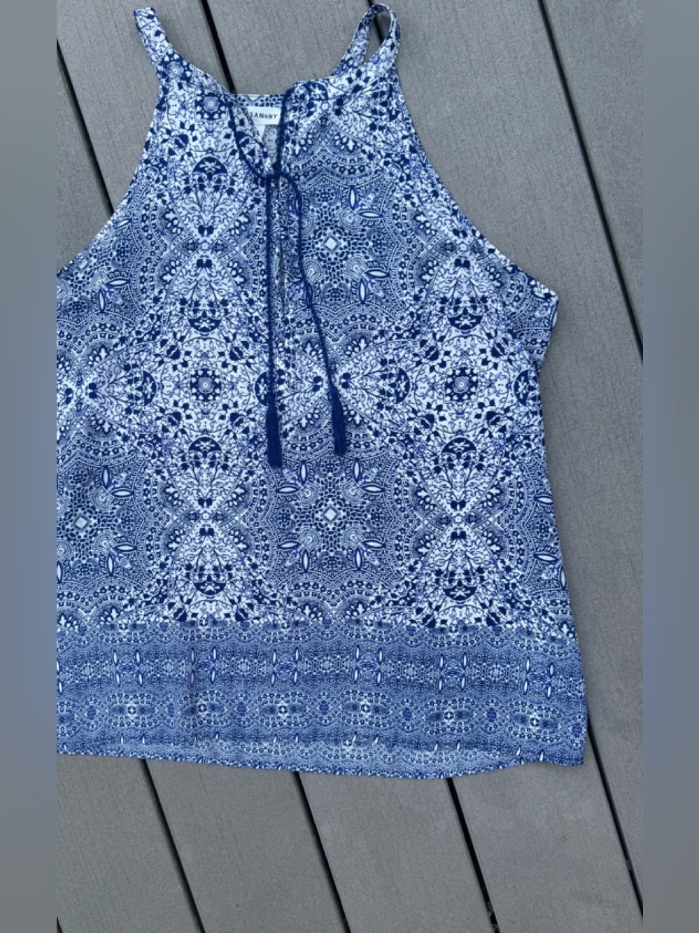 Artisan NY blue & White camisole top, Sz. XL